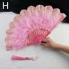 Lolita Feather Folding Fan Japanese Sweet Fairy Girl Dark Gothic Court Dance Hand Fan with Pendant Wedding Party Decoration
