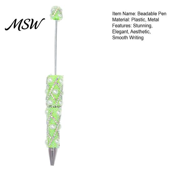 Creative Gifts for Sisters DIY Beadable Pen, Bling Rhinestones And Faux Pearls Beaded Decorative Stationery Students Black Ink Ballpoint Pen