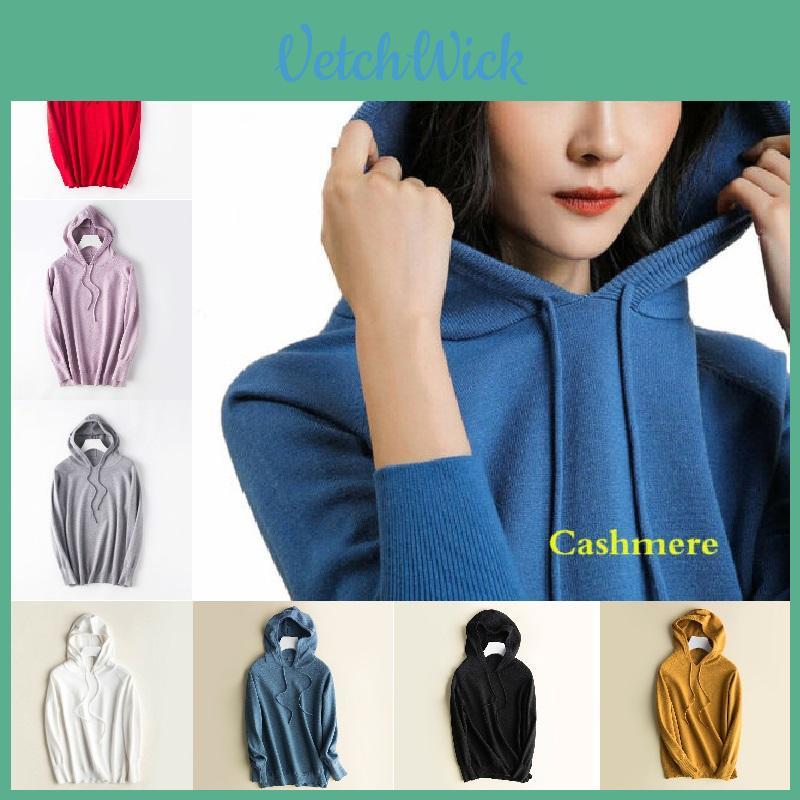 Locker gestrickter Damen-Hoodie aus weichem Kaschmir für kuscheligen Komfort