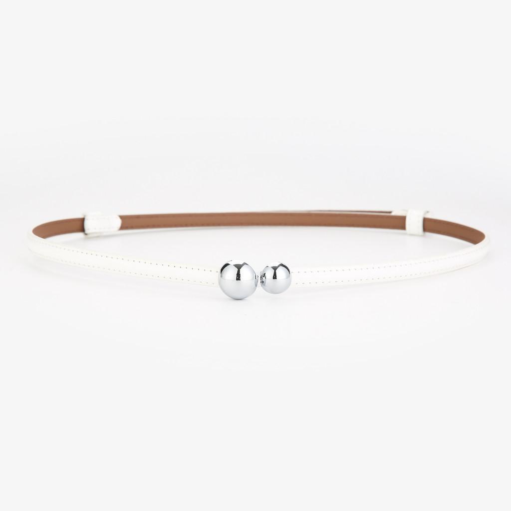 

Genuine Leather Narrow Belt For Women With Hook Closure For Dress And Skirt Fashion White Gloss