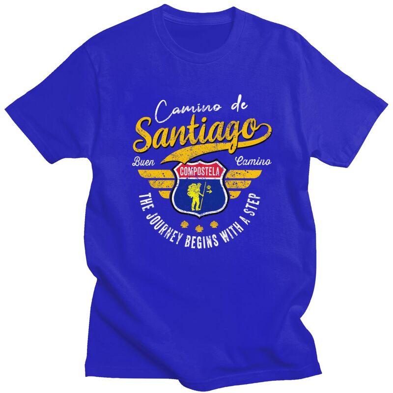 Custom Fashion Buen Camino De Santiago T Shirts Men Short Sleeve Tshirts Streetwear Tee 100 Cotton Slim Fit Tshirts Gift