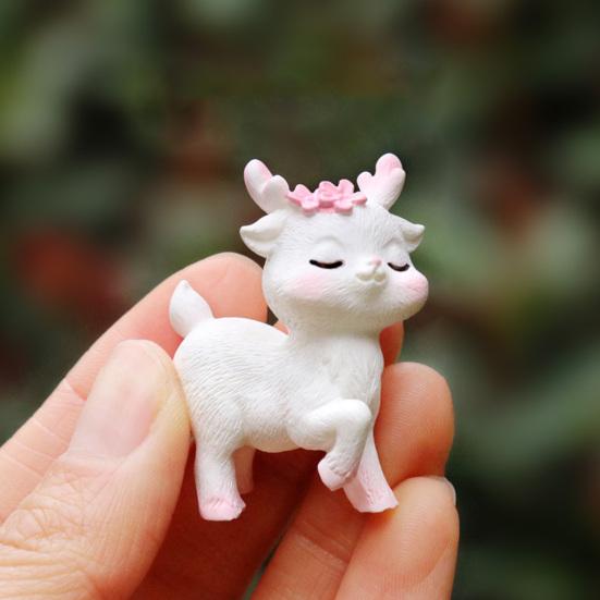 Miniature Deer Figurines Tiny Cartoon Resin Forest Animal Figures for Crafts Fairy Garden Accessories Cake Toppers