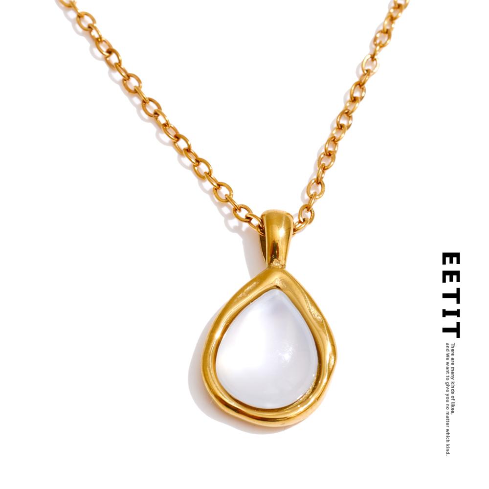 Eetit 2025 Shell Teardrop Pendant Necklace for Women Stainless Steel High Quality Popular Jewelry Accessories Gift