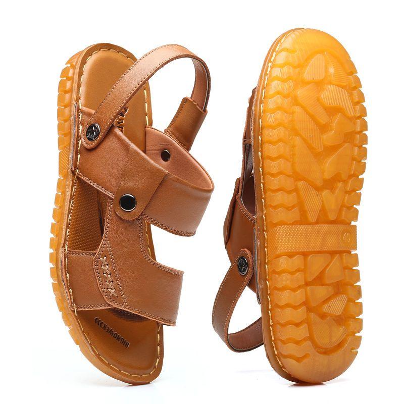 Männer Schuhe Slip-On Split Leder Weiche Männer Strand Sommer Männer Sandalen Hausschuhe Wohnungen Flip Flop