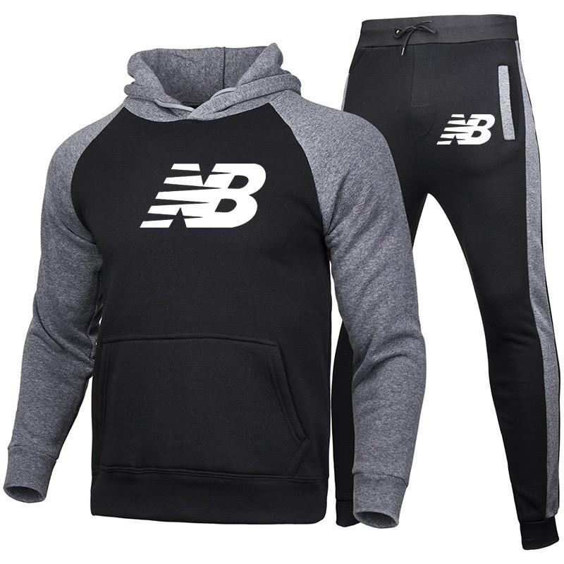 Mens Fashion Hoodie Sweatpants Set Casual Sportswear Long Sleeve Hooded Tracksuit