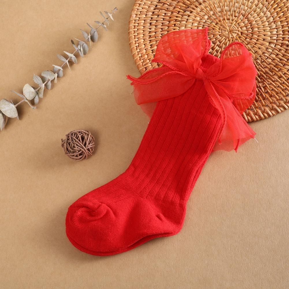 Toddlers Socks Autumn Spring Children Girls Knee High Long Sock Cotton Big Bow Princess Style Children Floor Socks 0-3Y
