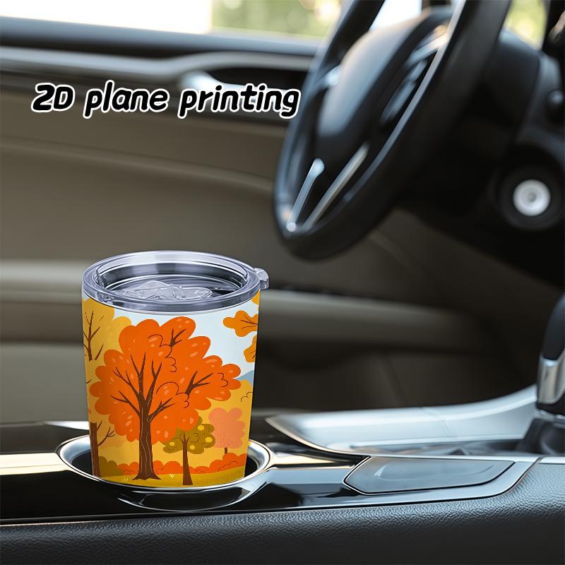 591ml Car Tumbler Autumn maple leaf elements Straw Cup Straight Tumbler Leakproof Tumbler Hot Cold Cup Stainless Steel Tumbler