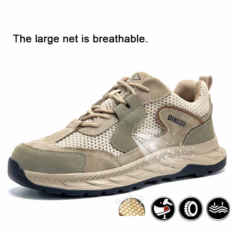 Oulylan Safety Shoes Men's Work Safety Boots Plastic Toe Lightweight Working Sneakers Anti-stab Anti-smash Work Boots Men