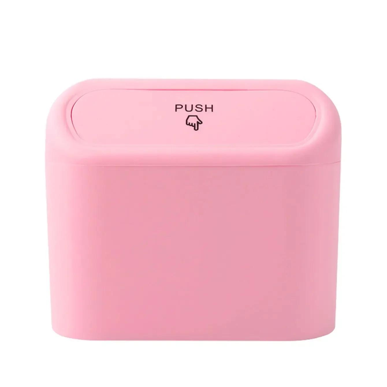 

1pc Car Trash Can Seat Back Disposable Bag Mini Automobile With Cover Folding Storage Hanging Storage Box Multifunction Interior розовый