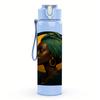 1PC African Lady Portrait Bust 750ml Color Plastic Sports Water Bottle Leakproof Flip Straw Lid For Sports Office Home Use