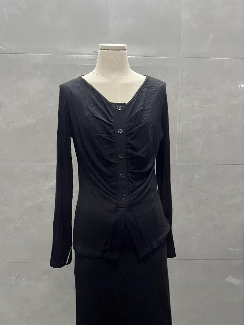 

Ruched V-Neck Slim Fit Long Sleeve T-Shirt for Autumn & Spring XXL (~67.5 kg)