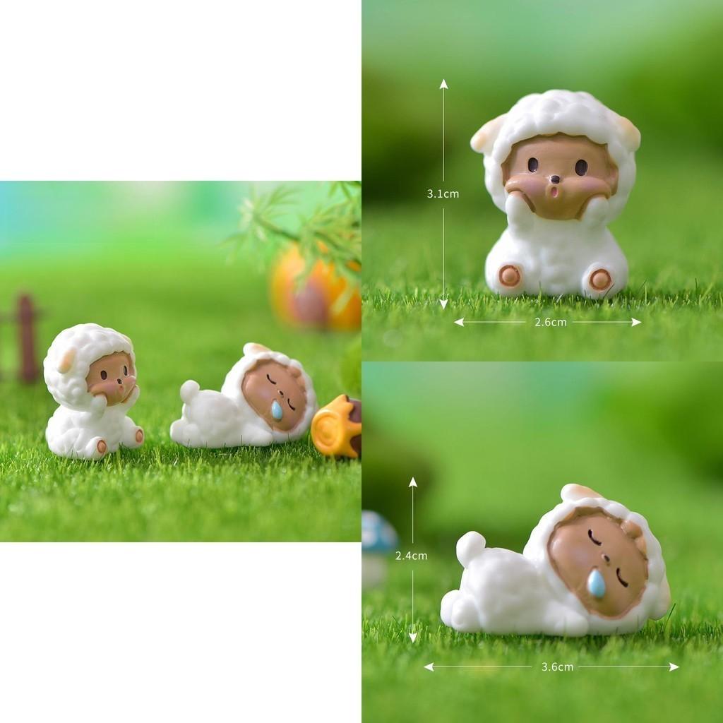 Adorable Resin Sheep Figurine Cute Garden Diy Decoration Cartoon Style