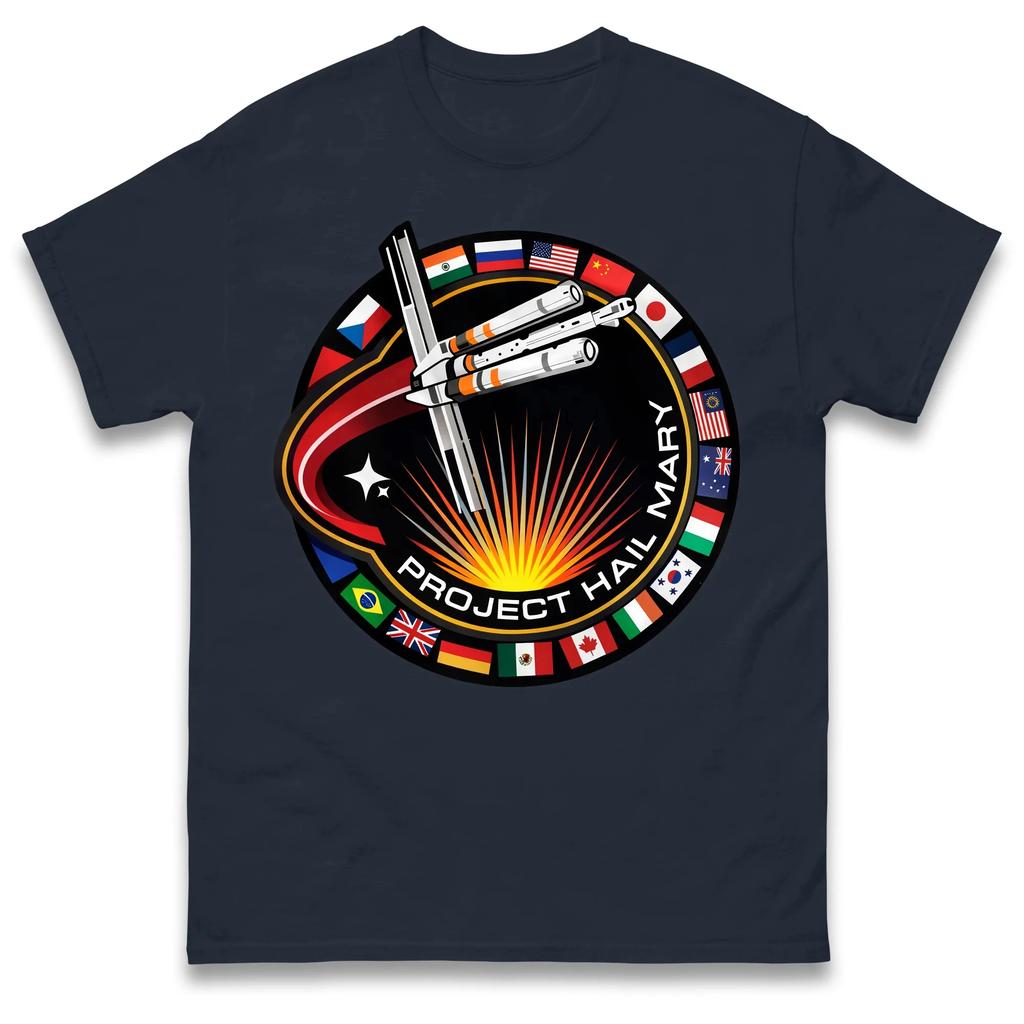 Project Hail Mary Spaceship with Nation Flags Mission Patch Cotton Unisexs Clothing Womens  Summer New Fashion Yk T Shirt