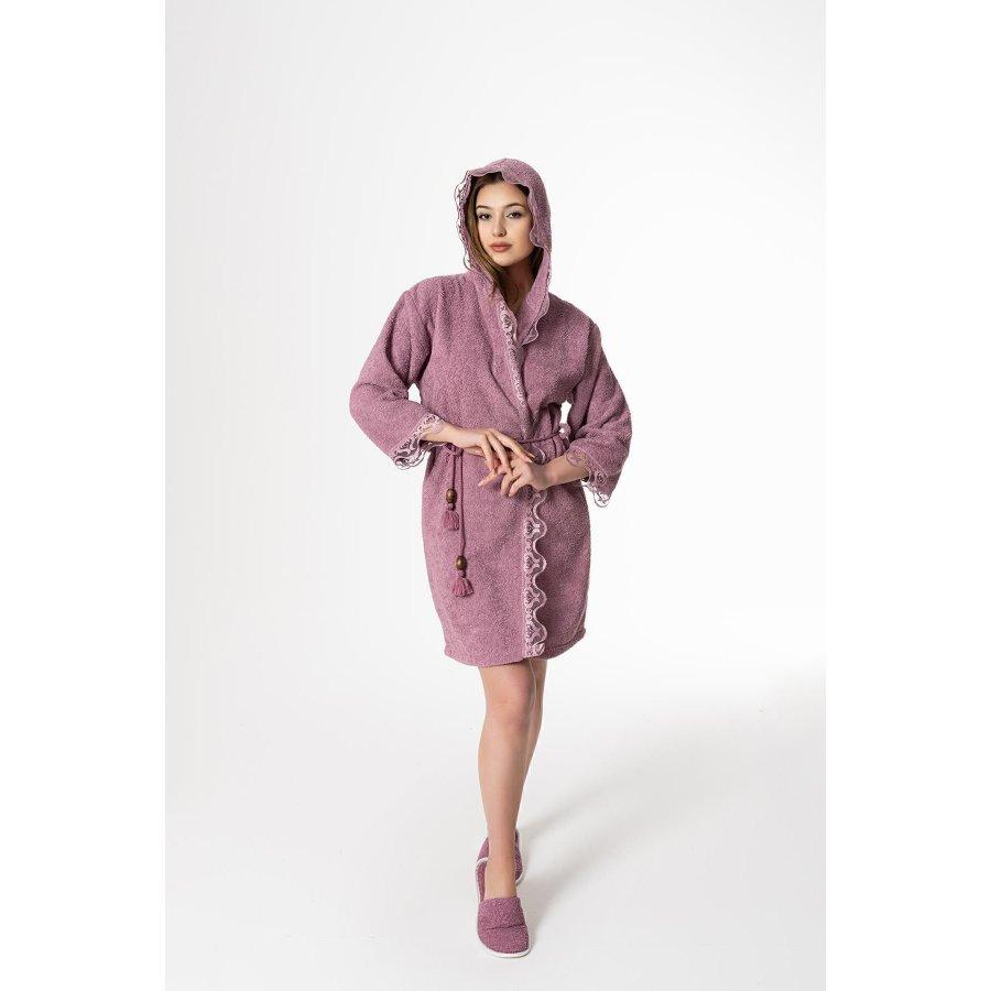 

Women s 100% Cotton 4 Piece Bridal Bathrobe Set / Towel Bathrobe, Towel, Towel Slippers S/M фіолетовий