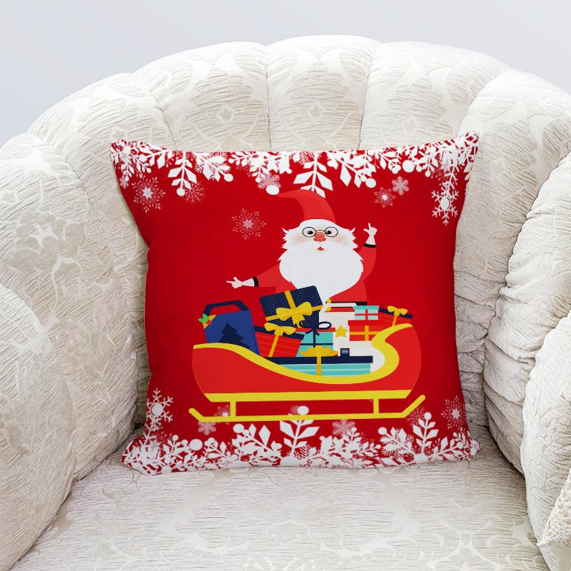 Happy New Year Christmas decorations printed cushion cover home living room sofa decoration pillowcase 45x45cm