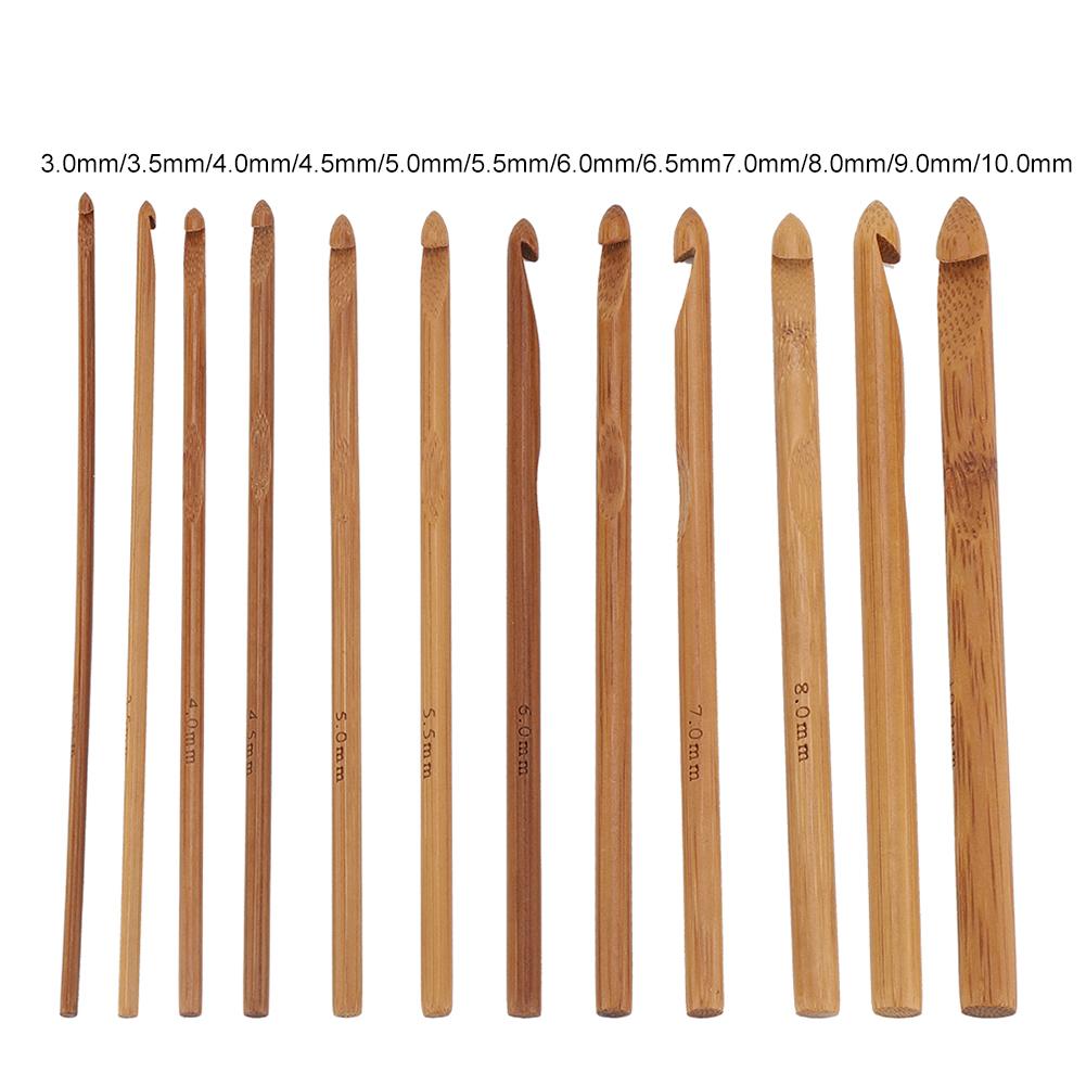 20Pcs Lot Crochet Hooks Needles Bamboo Handle Weave Sewing Tools Set Kit