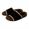 2025 autumn new casual one-word slippers women's suede embroidered thread thick bottom flat heel non-slip soft bottom