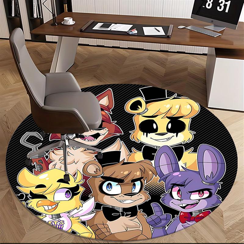 Five Nights at Freddy's,FNAF Tappetino Sedia Tappeto Rotondo Tappeto Ufficio, Lavabile in Lavatrice, Antiscivolo, Adatto per Soggiorni, Camere da Letto