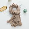 Girls Cute Imitation Cashmere Scarf Women's Winter Warm Solid Color Big Rabbit Fur Ball New Scarf Shawl