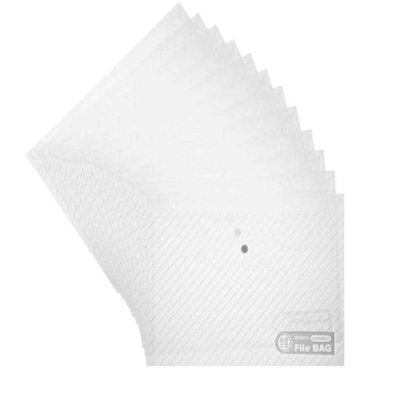 M&G ADM94517 A4 White Grid Snap Button File Bags, 100-Pack