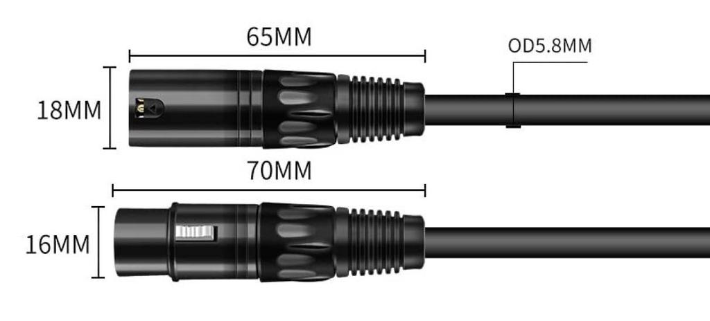 Cliche [Set of 2] Microphone Cables, Canon Cables, XLR Cables, XLR Male to XLR Female, 1-10m (1m)