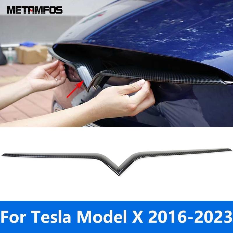 Для Tesla Model X 2016-    Передняя центральная решетка из углеродного волокна Гоночная решетка Молдинг Отделка Аксессуары Стайлинг автомобиля
