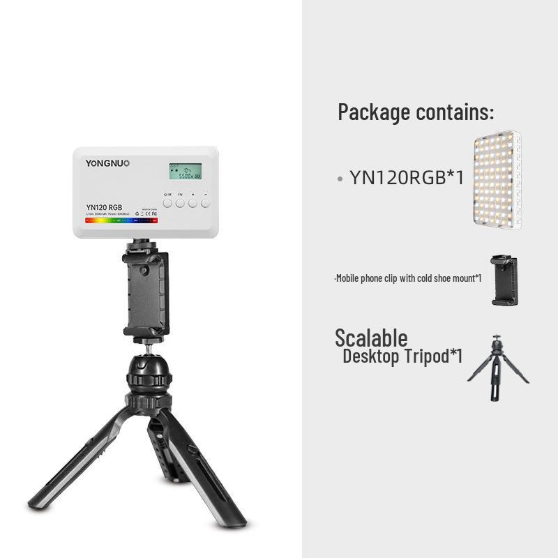 Yongnuo YN120 RGB Portable LED Light - Adjustable Color Temperature for Live Broadcasts and Vlogs