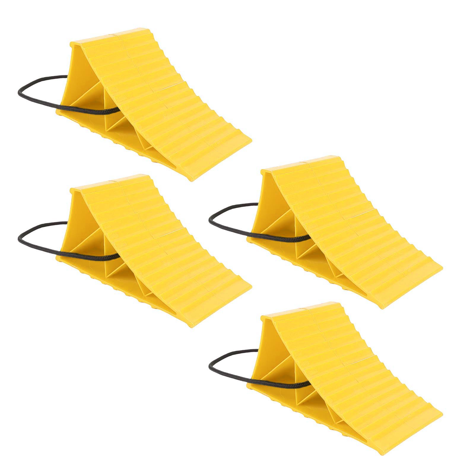4PCS Heavy Duty Wheel Chocks with Rope Anti Slip High Stability Hard Plastic Tire Chock Block Stopper for RV
