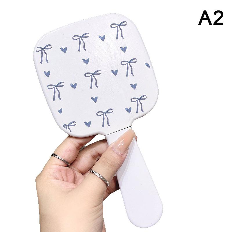 Portable Bow Cute Pink Mirror Comb Handheld Mirror Comb Extracted Integrated Hair Brush Massage Styling Tool Make Up Mirror