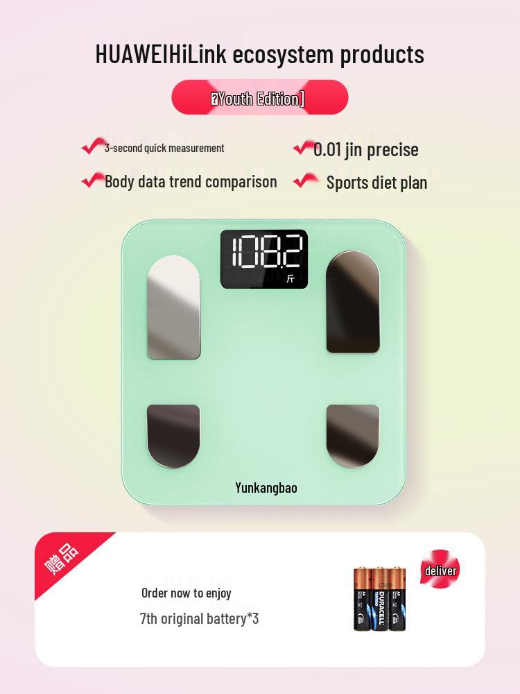 Yun Kang Bao Smart Bluetooth WiFi Body Fat Scale with Eight Electrodes for Accurate Household Measurement