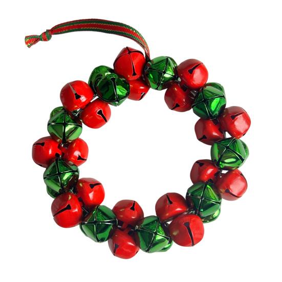 Festive Door And Window Ornament Christmas Tree Bell Pendant with Lanyard, Ring Hanging Decoration for Holiday Home Decor, Metal Multicolored