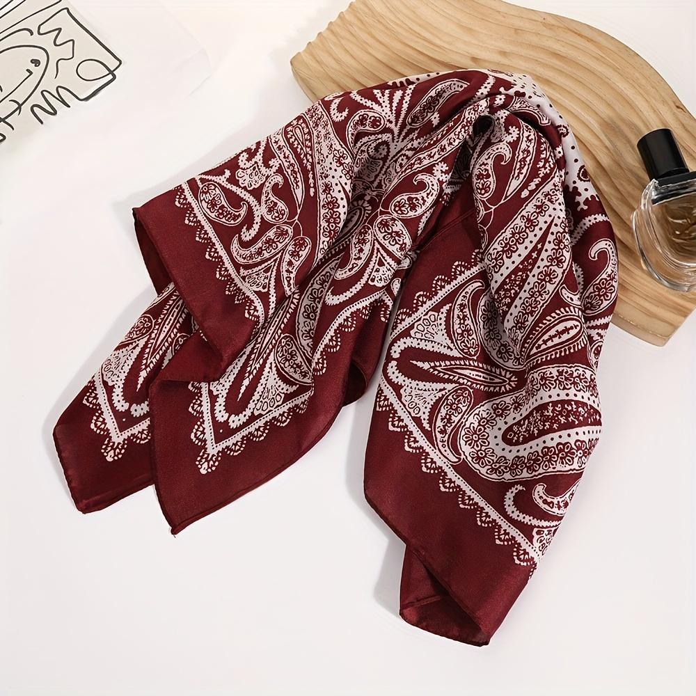 Novo Lenço Quadrado Pequeno com Estampa Paisley Lenço de Pescoço Fino de Cetim Macio Similar à Seda Estilo Maduro Protetor Solar Lenço de Cabeça Para Mulheres