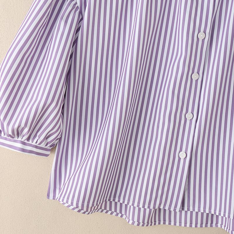 ZANZEA Women Casual Round Neck Loose Long Sleeve Stripe Blouse