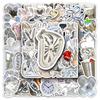 50 silver-toned, Instagram-worthy doodle-style stickers for journaling, DIY phone cases, and luggage.
