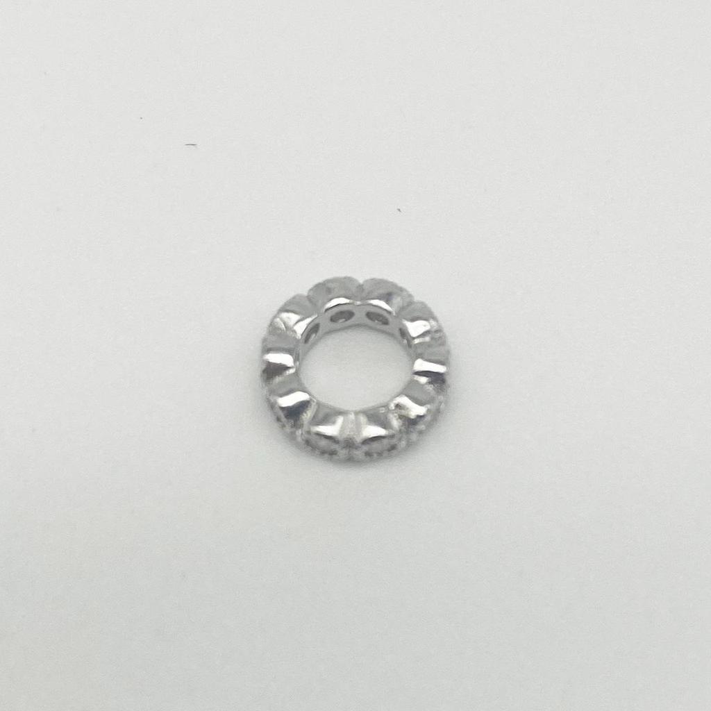 Yansheng S925 Sterling Silver Wheel Rhinestone Spacer Beads for DIY Beading, Bracelet Accessories