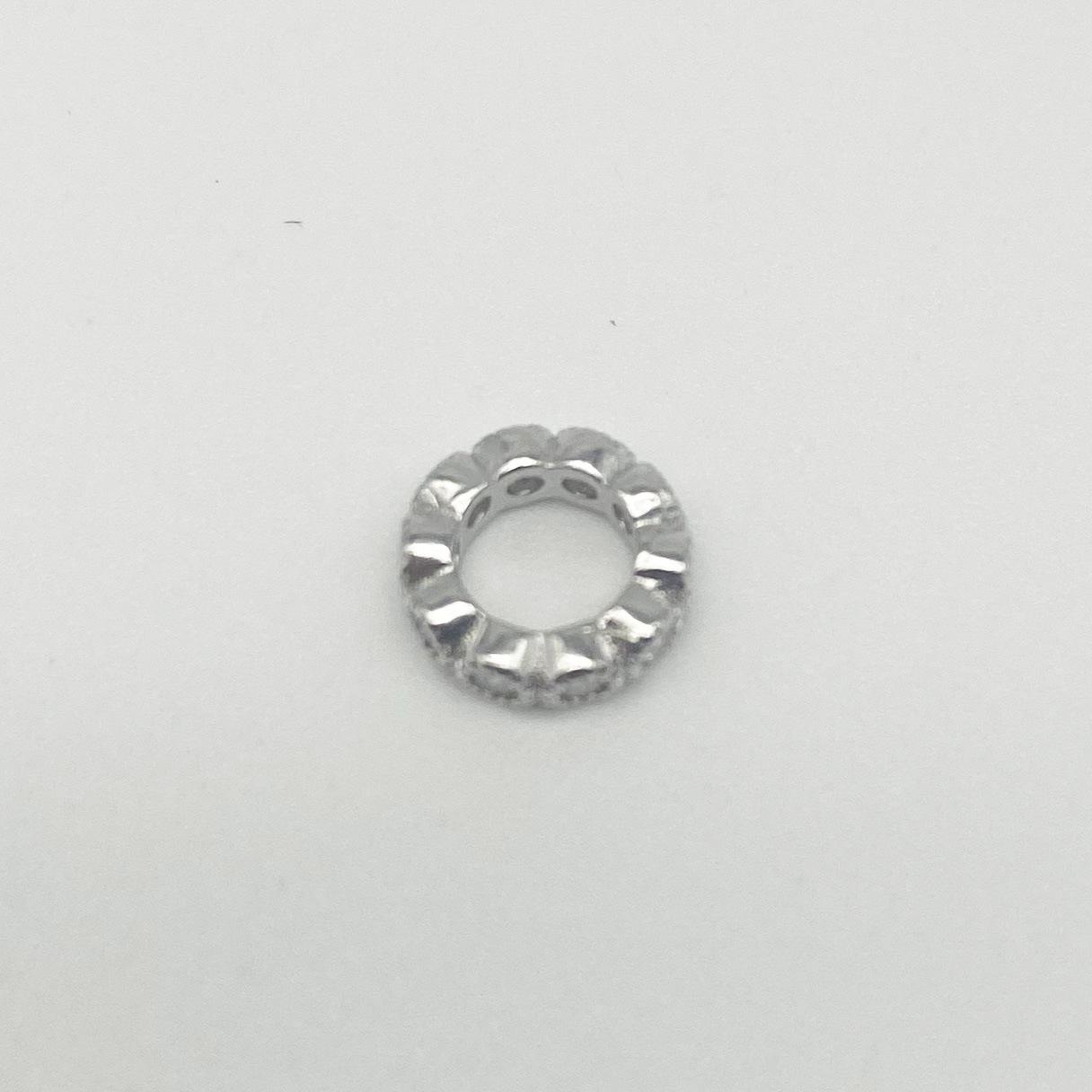 Yansheng S925 Sterling Silver Wheel Rhinestone Spacer Beads for DIY Beading, Bracelet Accessories белого золота