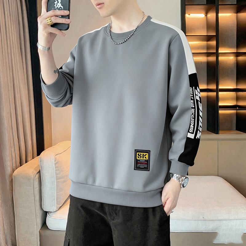 Men's Sweatshirt Casual Handsome Long-sleeved T-shirt Round Neck Sweatshirt Men's Clothing
