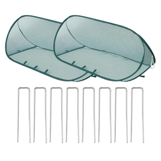 Pop Up Plant Cover Garden Mesh Seedlings Protector with Ground Stakes Garden Row Raised Bed Cover for Vegetables Fruits Herbs from Insects Birds