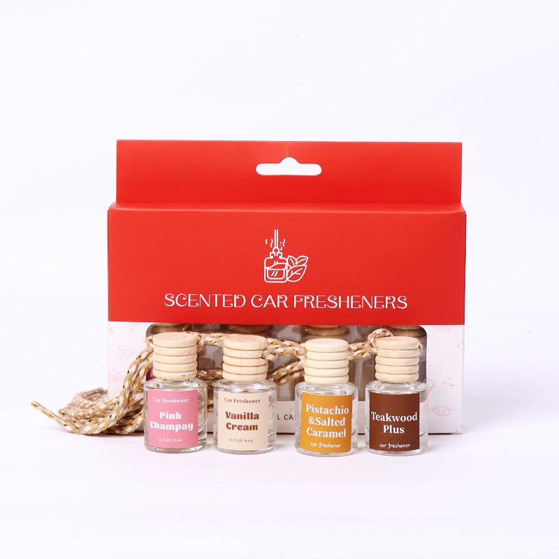 Hanging Car Air Freshener Gift Set: Long-Lasting Essential Oil Aroma, 4-Pack