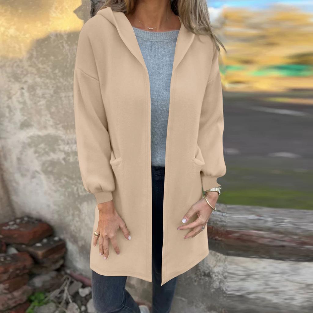 Long Sleeve Women Solid Color Hooded Top Lightweight  Jacket Coat Winter And Fall