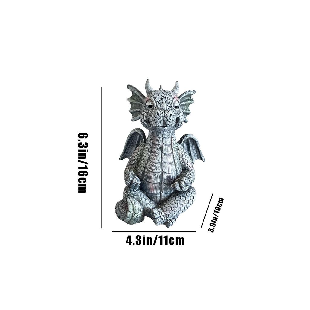 Garden fun resin dragon statue art sculptures meditating dragon funny wings dinosaur for outdoor backyard porch decoration