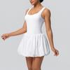 NEW Bare Feel Sports Dress with Pocket,anti-exposure,tennis Wear with Bra Pads,gym Suit,yoga,running, Sports Trends, Cycling Dress White