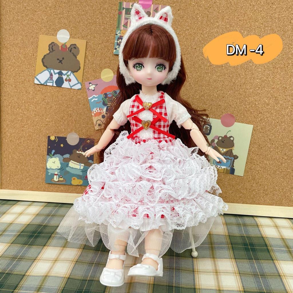 30CM Mini Movable 23Jointed Doll Girls Toy 3D Big Eyes BJD Princess Full Outfits Dresses Collection Childrens Doll Gift