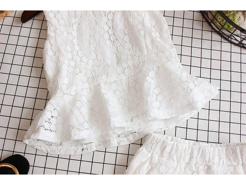 Very Fish 2022 Summer Lace Crochet Girls' Vest and Shorts Set