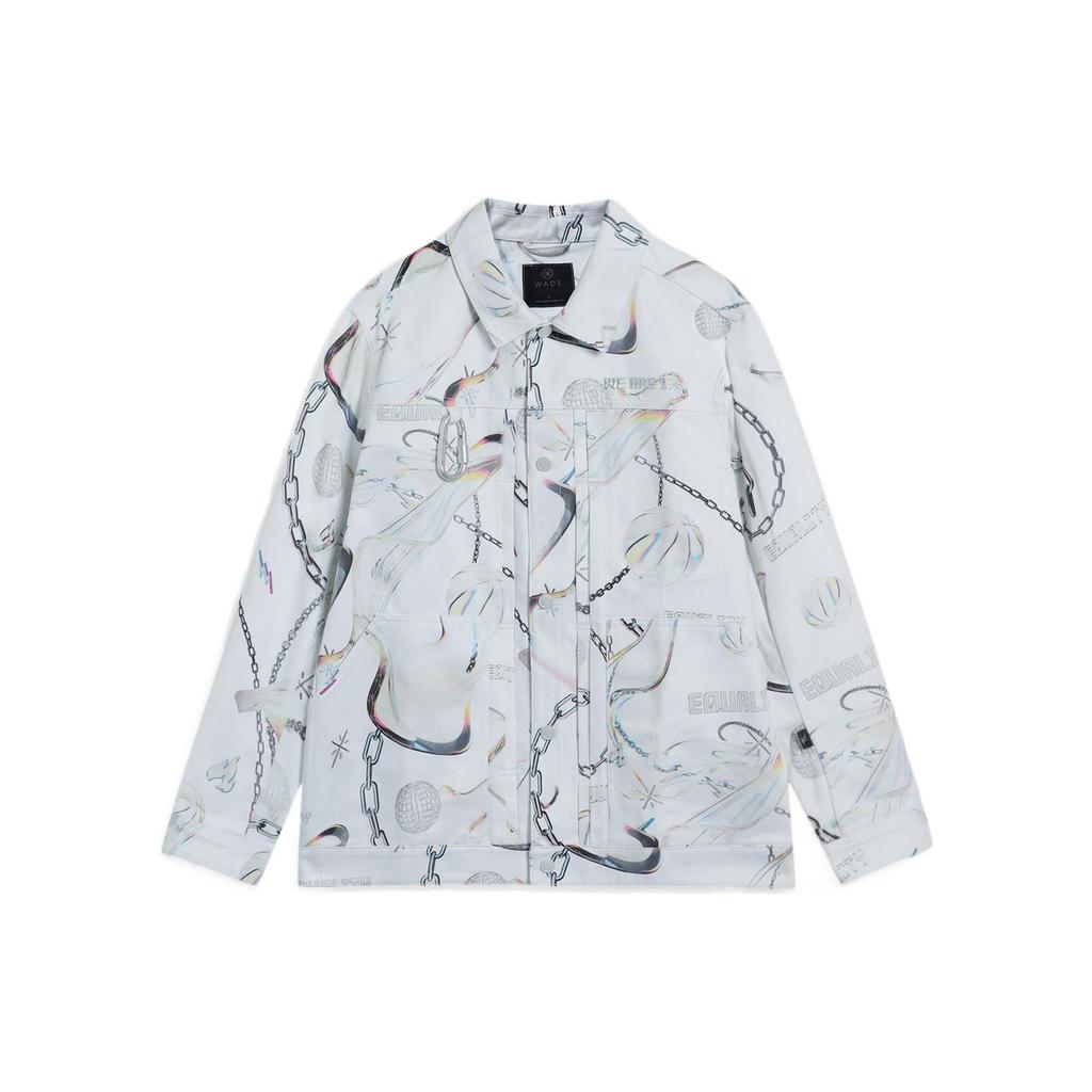 Li-Ning Wade X Glare Artist Co-Branded Long Sleeve Printed Shirt Men Tops White Gray AFDS475-2