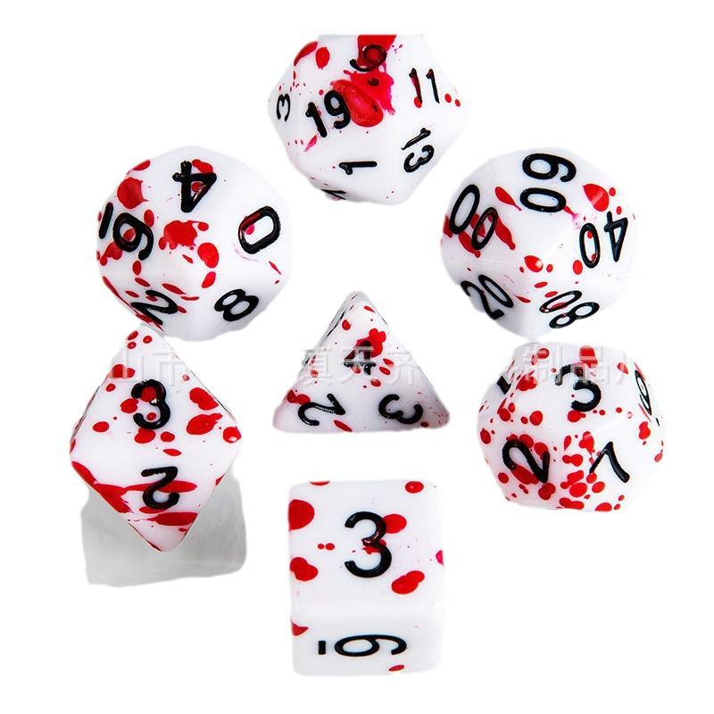 Temperature Sensitive Blood Spot Red & Colorful Earth Role-Playing Dice Set