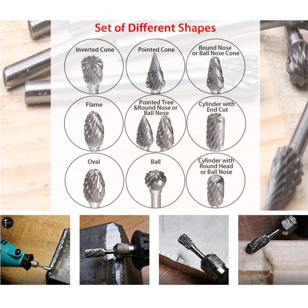 Drill Bits Power Tools Carbide Cutter Rotary Burrs Drill Grinder Carving Bit Double Cut 45-50mm Rotary Power Tools