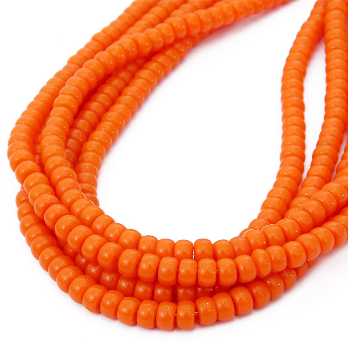 

6x4 мм/8x6 мм глянцевые круглые стеклянные бусины-разделители для изготовления ювелирных изделий, аксессуары «сделай сам» 6x4mm 100pcs оранжевый