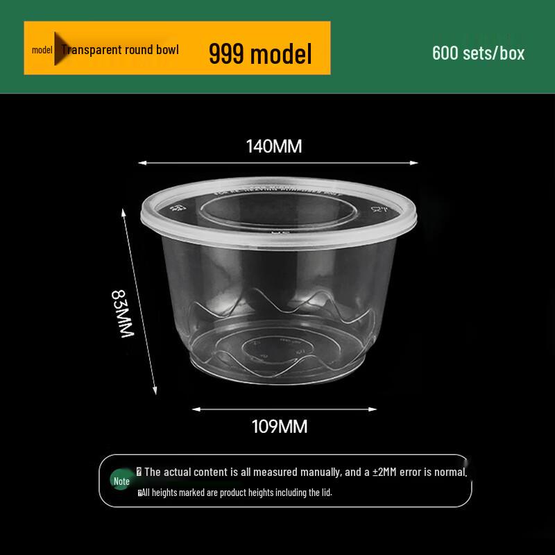 Disposable Transparent Plastic Round Food Containers with Lids