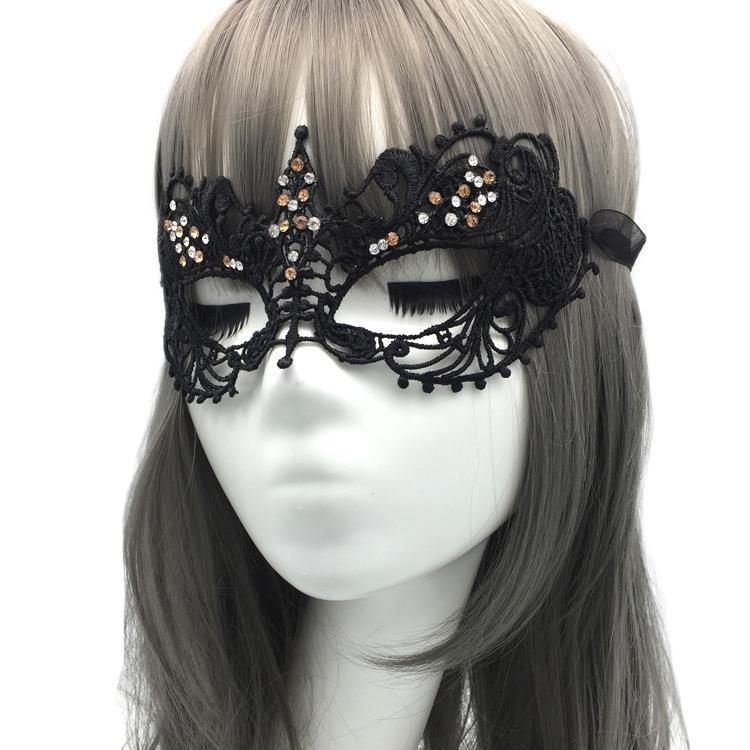 Daisy Duck Lace Half Mask With Handcrafted Crystal Details For Stage Performance And Cosplay